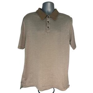 Pro Tour Tan Striped Double Mercerized Cotton Golf Performance Polo Size XL